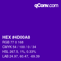 Color code: HEX #4D00A8 | qconv.com