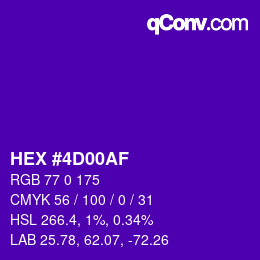 カラーコード: HEX #4D00AF | qconv.com