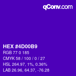 Color code: HEX #4D00B9 | qconv.com