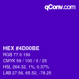 颜色代码: HEX #4D00BE | qconv.com