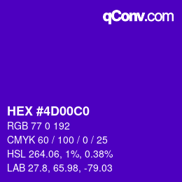 カラーコード: HEX #4D00C0 | qconv.com