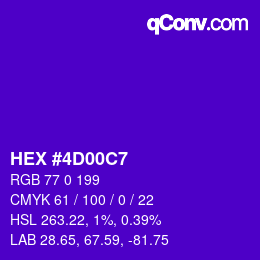 Color code: HEX #4D00C7 | qconv.com