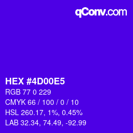 Color code: HEX #4D00E5 | qconv.com