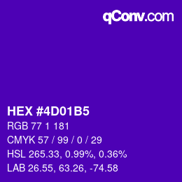 カラーコード: HEX #4D01B5 | qconv.com