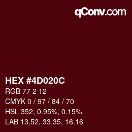 Farbcode: HEX #4D020C | qconv.com