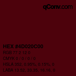 Code couleur: HEX #4D020C00 | qconv.com