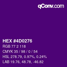 Color code: HEX #4D0276 | qconv.com