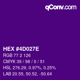 Color code: HEX #4D027E | qconv.com