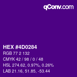 Color code: HEX #4D0284 | qconv.com