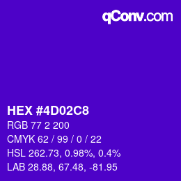カラーコード: HEX #4D02C8 | qconv.com