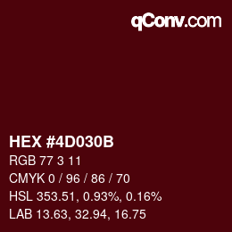 Color code: HEX #4D030B | qconv.com