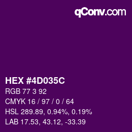 Color code: HEX #4D035C | qconv.com