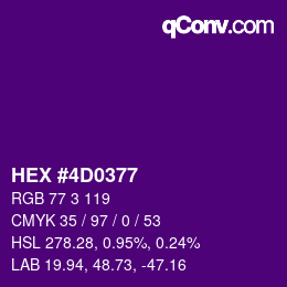 Color code: HEX #4D0377 | qconv.com