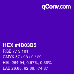 颜色代码: HEX #4D03B5 | qconv.com