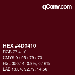 颜色代码: HEX #4D0410 | qconv.com
