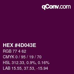 Color code: HEX #4D043E | qconv.com