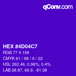 Color code: HEX #4D04C7 | qconv.com