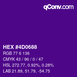 カラーコード: HEX #4D0688 | qconv.com