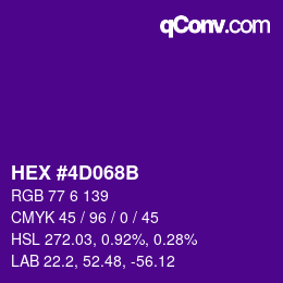 Color code: HEX #4D068B | qconv.com