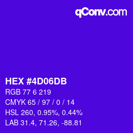 颜色代码: HEX #4D06DB | qconv.com