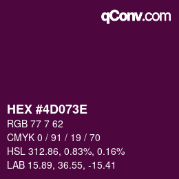 Color code: HEX #4D073E | qconv.com