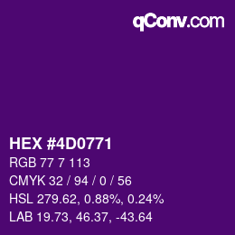 Color code: HEX #4D0771 | qconv.com