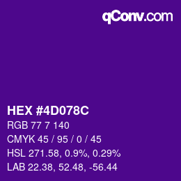 Color code: HEX #4D078C | qconv.com