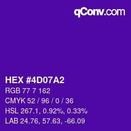カラーコード: HEX #4D07A2 | qconv.com