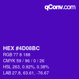 Color code: HEX #4D08BC | qconv.com
