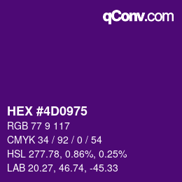 Color code: HEX #4D0975 | qconv.com