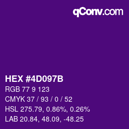 カラーコード: HEX #4D097B | qconv.com