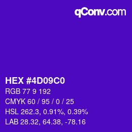 Color code: HEX #4D09C0 | qconv.com