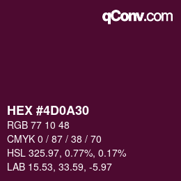 颜色代码: HEX #4D0A30 | qconv.com