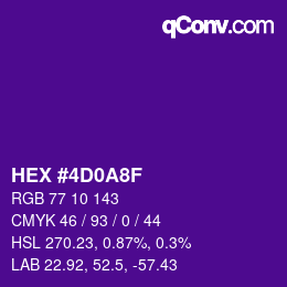 颜色代码: HEX #4D0A8F | qconv.com