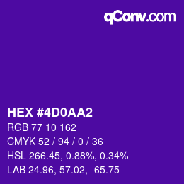 カラーコード: HEX #4D0AA2 | qconv.com