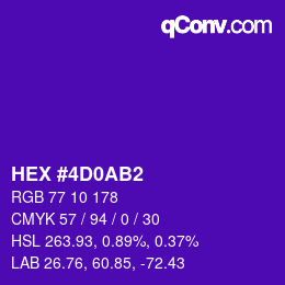 颜色代码: HEX #4D0AB2 | qconv.com