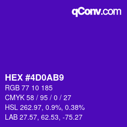 颜色代码: HEX #4D0AB9 | qconv.com