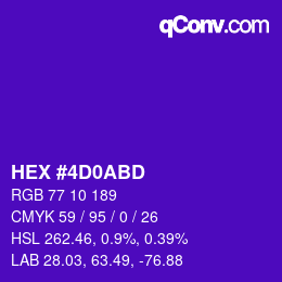 颜色代码: HEX #4D0ABD | qconv.com