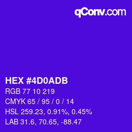 カラーコード: HEX #4D0ADB | qconv.com