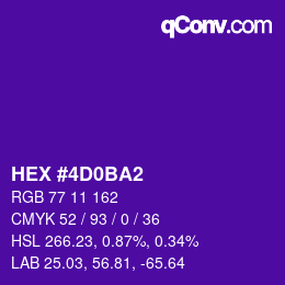 カラーコード: HEX #4D0BA2 | qconv.com