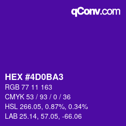颜色代码: HEX #4D0BA3 | qconv.com