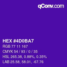 颜色代码: HEX #4D0BA7 | qconv.com
