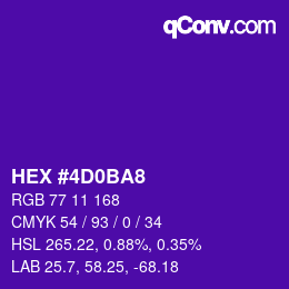 颜色代码: HEX #4D0BA8 | qconv.com
