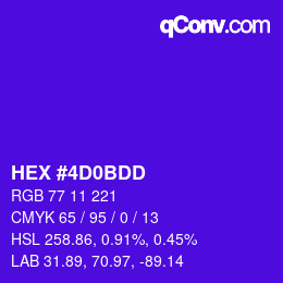 Color code: HEX #4D0BDD | qconv.com