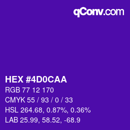 カラーコード: HEX #4D0CAA | qconv.com