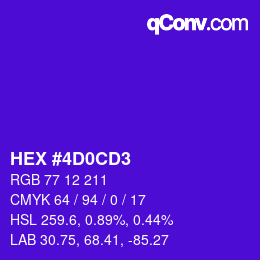カラーコード: HEX #4D0CD3 | qconv.com