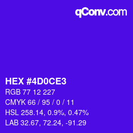 カラーコード: HEX #4D0CE3 | qconv.com