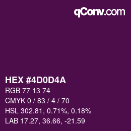 Color code: HEX #4D0D4A | qconv.com