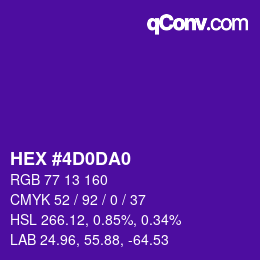 颜色代码: HEX #4D0DA0 | qconv.com
