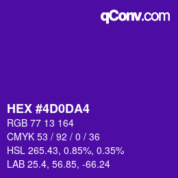 Color code: HEX #4D0DA4 | qconv.com
